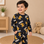Boys Charcoal Jungle Tiger Cotton Loungewear Set