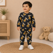 Boys Charcoal Jungle Tiger Cotton Loungewear Set