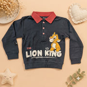 Boys Charcoal Grey & Rust Red Lion King Simba Polo Sweatshirt & Jogger Set
