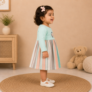Baby Girls Mint Green Striped Penguin Frock