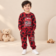 Boys Red Tie-Dye Lightning McQueen Cotton Jogger Set