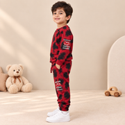 Boys Red Tie-Dye Lightning McQueen Cotton Jogger Set