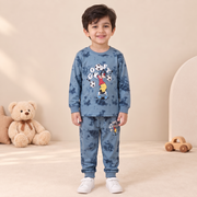 Boys Blue Tie-Dye Cartoon Football Cotton Jogger Set