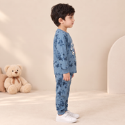 Boys Blue Tie-Dye Cartoon Football Cotton Jogger Set