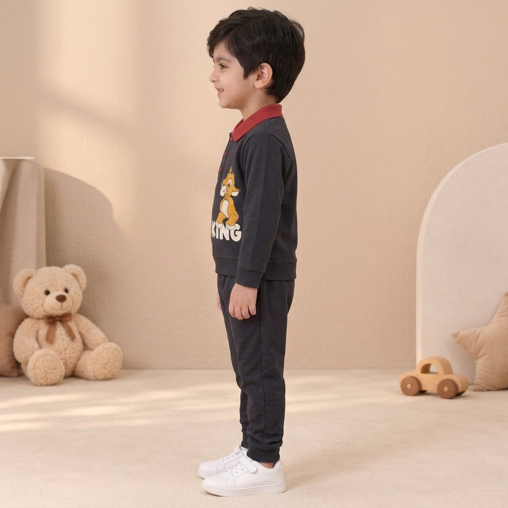 Boys Charcoal Grey Lion King Simba Polo Sweatshirt & Jogger Set