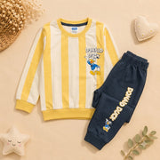 Boys Yellow Striped Donald Duck Cotton Loungewear Set