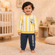 Boys Yellow Striped Donald Duck Cotton Loungewear Set