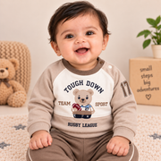 Baby Boys Beige & Mocha Rugby Bear Sweatshirt & Diaper Pant Set