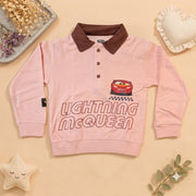 Boys Dusty Pink & Maroon Lightning McQueen Polo Sweatshirt & Jogger Set