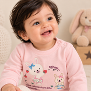 Baby Girls Sage Green Bunny & Floral Diaper Pant Set
