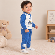 Boys Slate Blue Shark Henley Sweatshirt & Track Pant Set