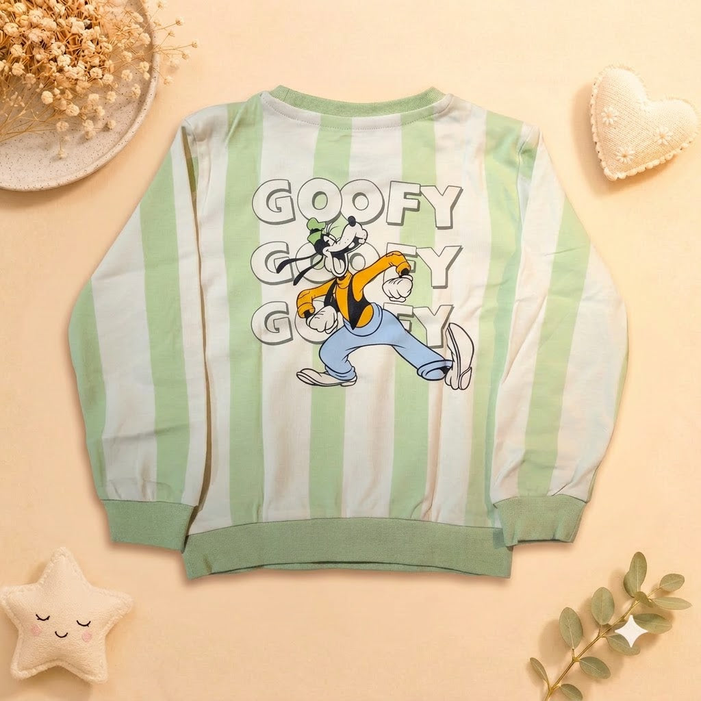 Boys Mint Green Striped Disney Goofy Sweatshirt & Jogger Set