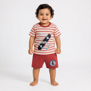 Boys Explore the Streets Skateboard Striped Tee and Shorts Set