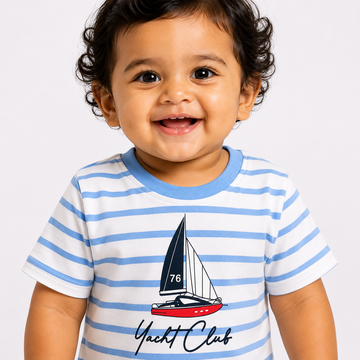 Boys Yacht Club Sailboat Striped Tee and Shorts Set