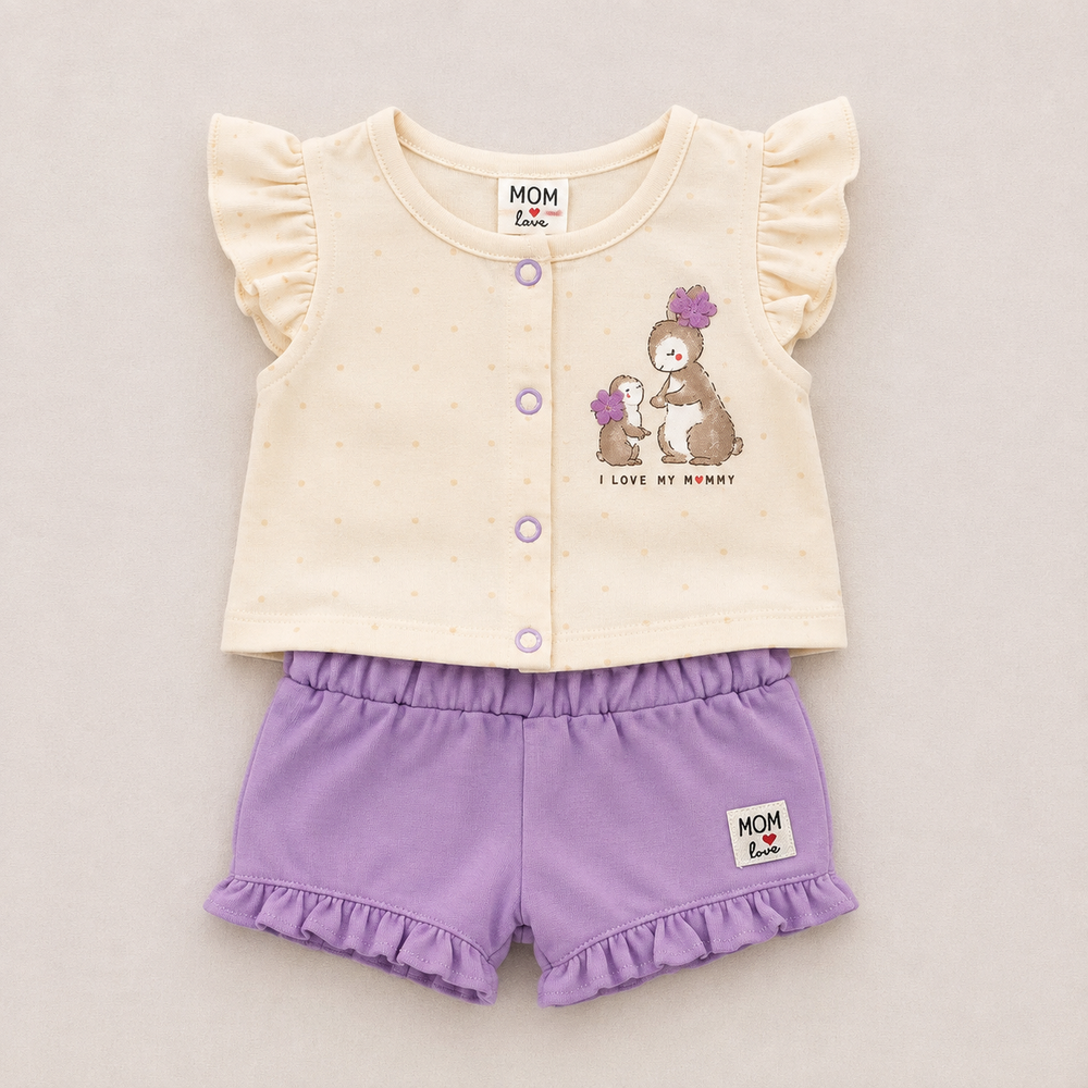 Baby Girls I Love My Mommy Ruffle Top and Shorts Set