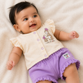 Baby Girls Hello Mummy Ruffle Top and Teal Shorts Set