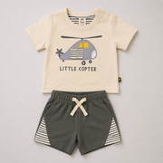 Baby Boys Little Copter Tee and Navy Shorts Set