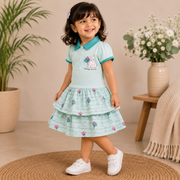 Baby Girls Dusty Pink Little Girl Graphic Tiered Polo Dress