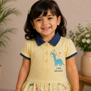 Baby Girls Dusty Pink Little Girl Graphic Tiered Polo Dress