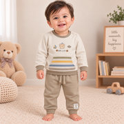 Boys Ice Blue & Charcoal Little Sailor Kangaroo Pocket Sweatshirt Set