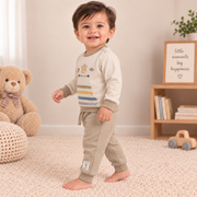 Boys Ice Blue & Charcoal Little Sailor Kangaroo Pocket Sweatshirt Set