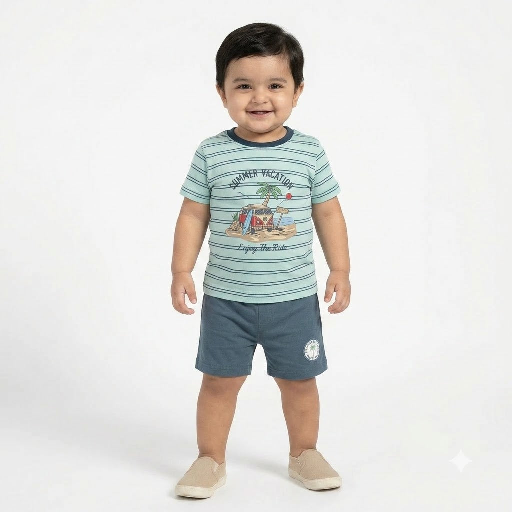 Boys Summer Vacation Graphic Tee and Shorts Set (1-3 Years)