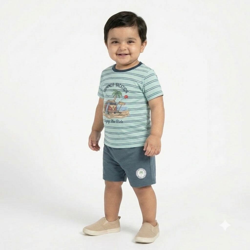 Boys Summer Vacation Graphic Tee and Shorts Set (1-3 Years)