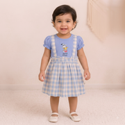 Baby Girls Sky Blue Donald Duck Gingham Pinafore Dress