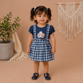 Baby Girls Navy Blue Aristocats Gingham Pinafore Dress