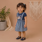 Baby Girls Navy Blue Aristocats Gingham Pinafore Dress