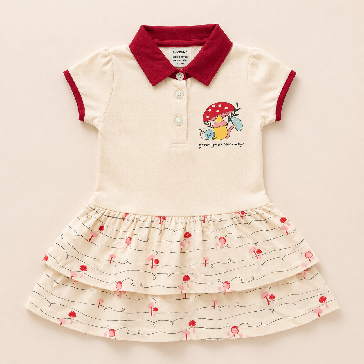 Baby Girls Dusty Pink Little Girl Graphic Tiered Polo Dress