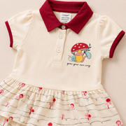 Baby Girls Dusty Pink Little Girl Graphic Tiered Polo Dress