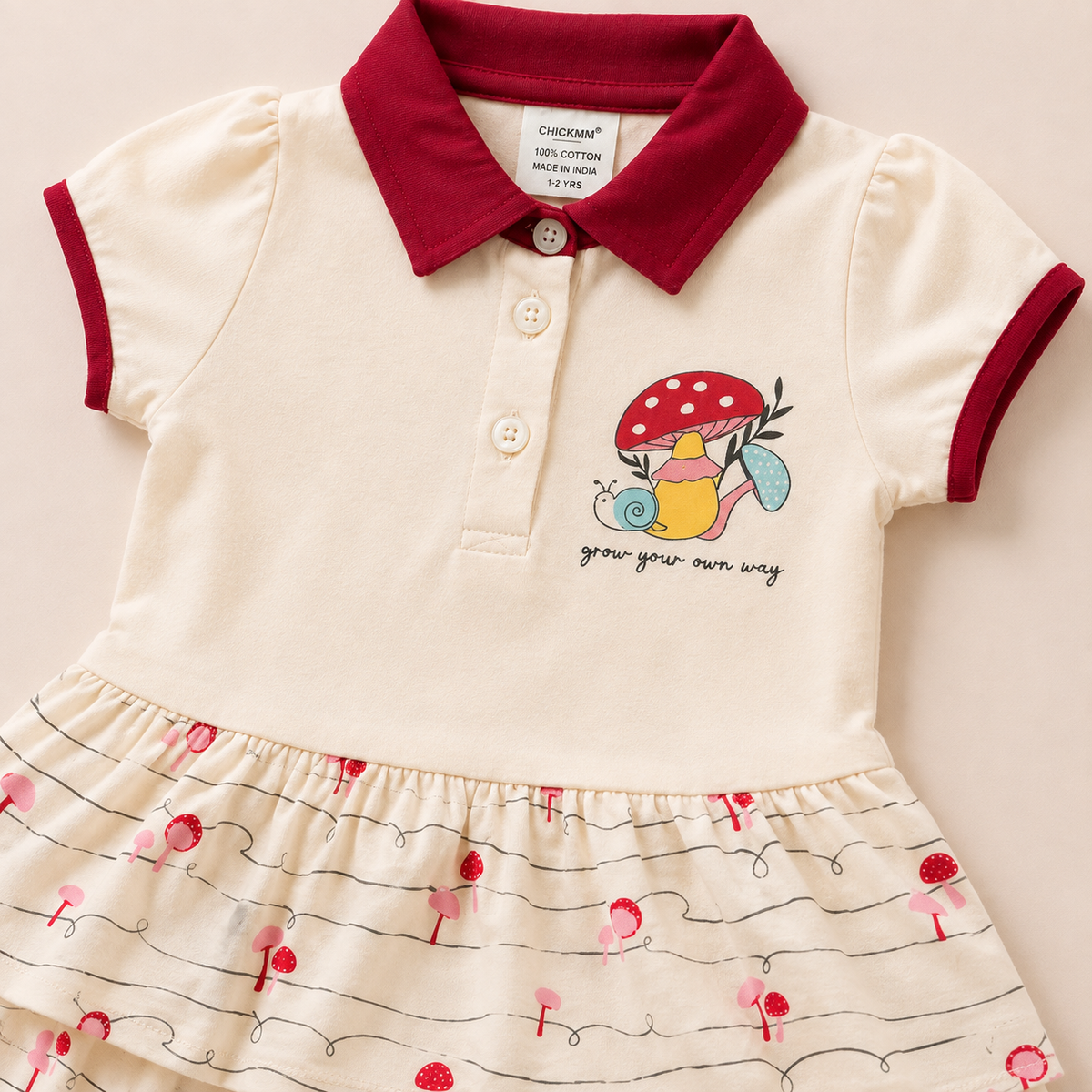 Baby Girls Dusty Pink Little Girl Graphic Tiered Polo Dress