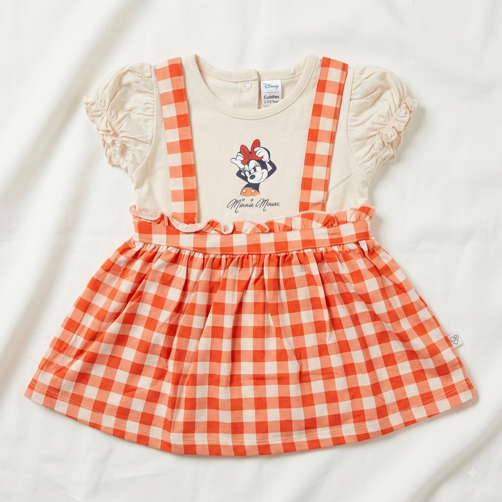 Baby Girls Sky Blue Donald Duck Gingham Pinafore Dress