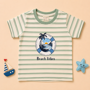 Boys Beach Vibes Striped Tee and Shorts Set