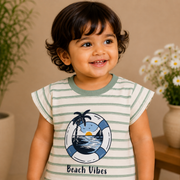 Boys Beach Vibes Striped Tee and Shorts Set