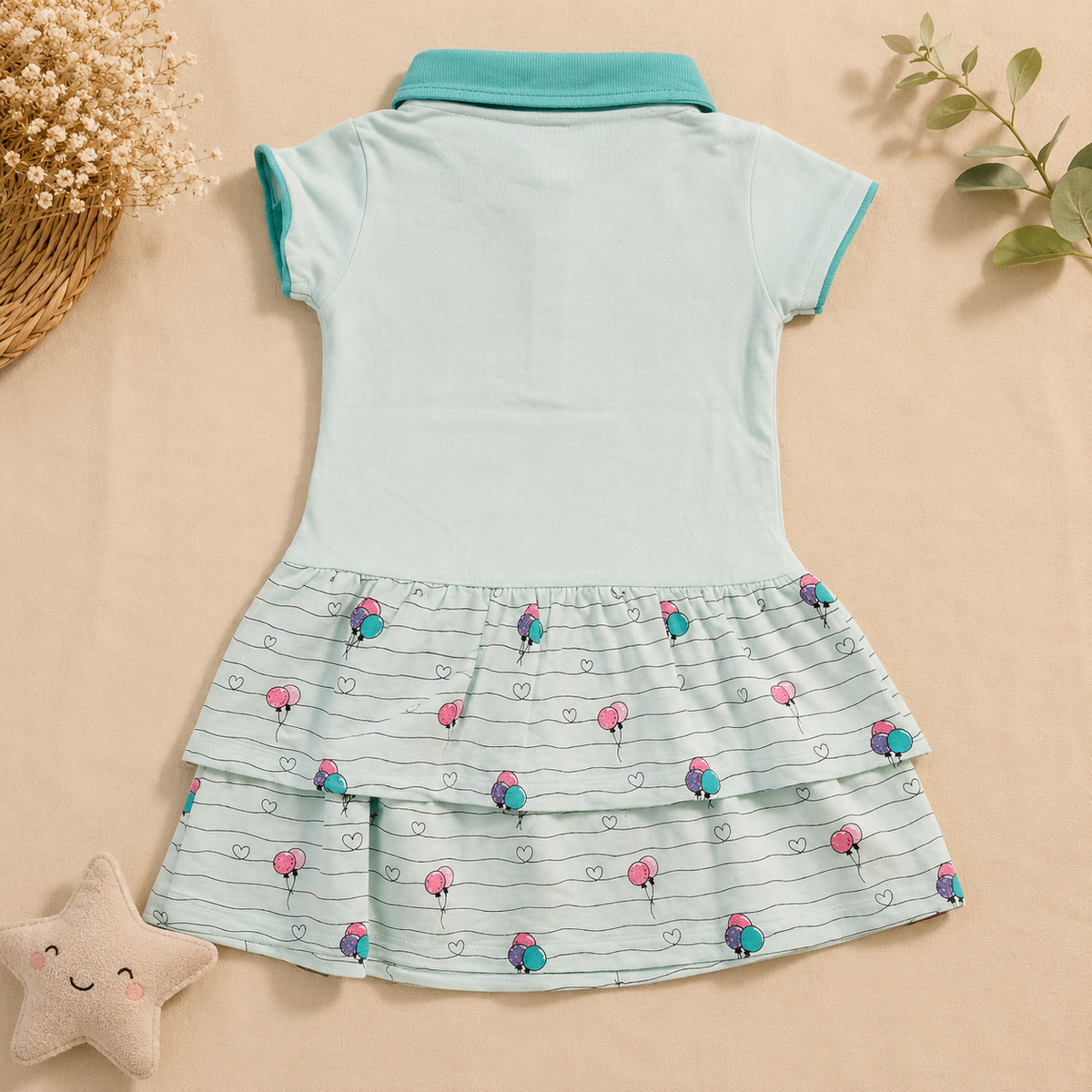 Baby Girls Dusty Pink Little Girl Graphic Tiered Polo Dress