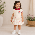 Baby Girls Cream & Red Collar Mushroom Tiered Polo Dress