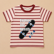 Boys Explore the Streets Skateboard Striped Tee and Shorts Set