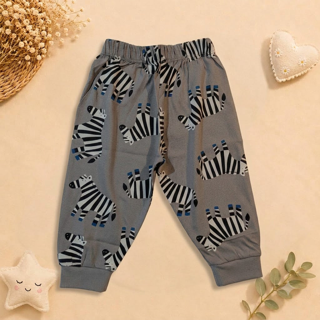 Boys Grey Safari Zebra Cotton Loungewear Set