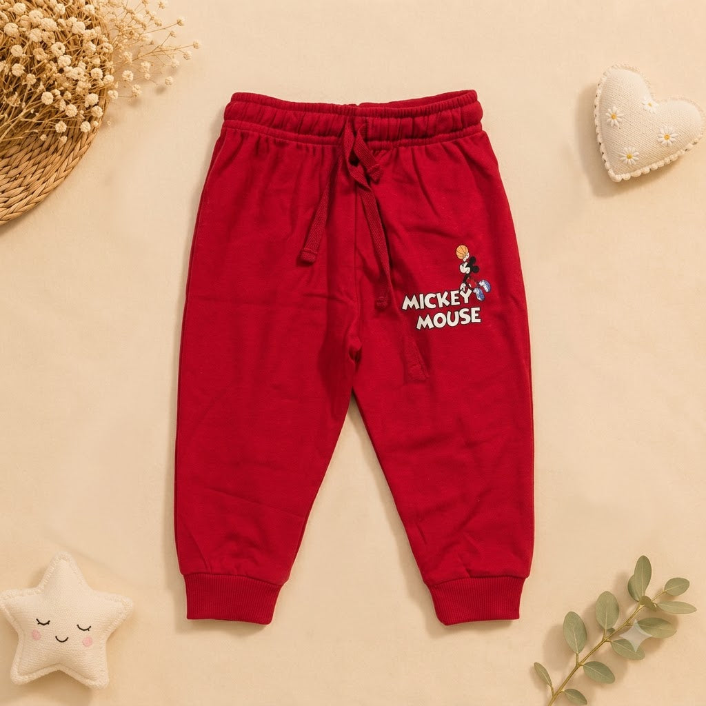 Boys Cream & Maroon Mickey Mouse Polo Sweatshirt & Jogger Set