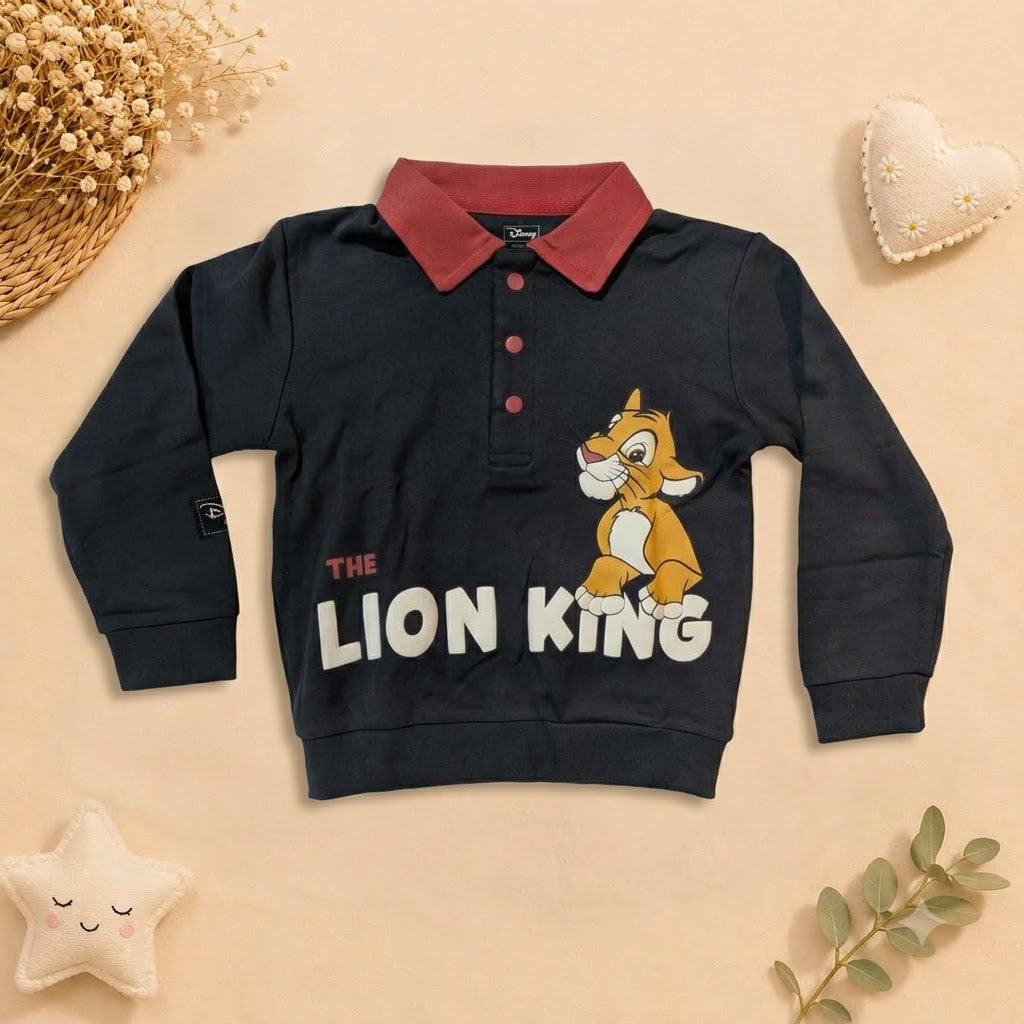 Boys Charcoal Grey Lion King Simba Polo Sweatshirt & Jogger Set
