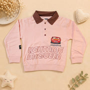 Boys Dusty Pink & Maroon Lightning McQueen Polo Sweatshirt & Jogger Set