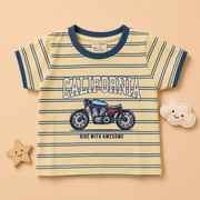 Boys California Motorcycle Striped Tee and Shorts Set