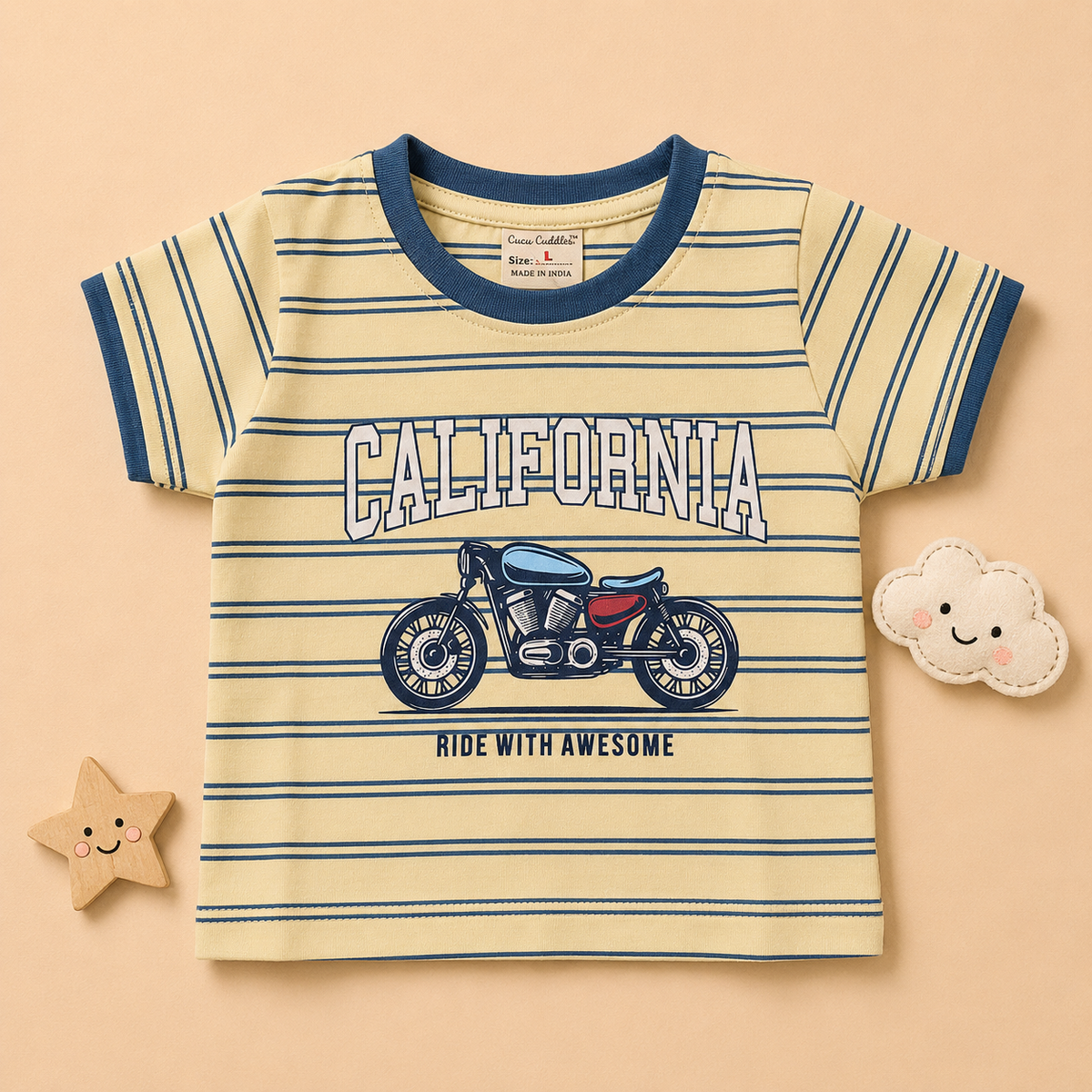Boys California Motorcycle Striped Tee and Shorts Set