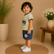Boys California Motorcycle Striped Tee and Shorts Set