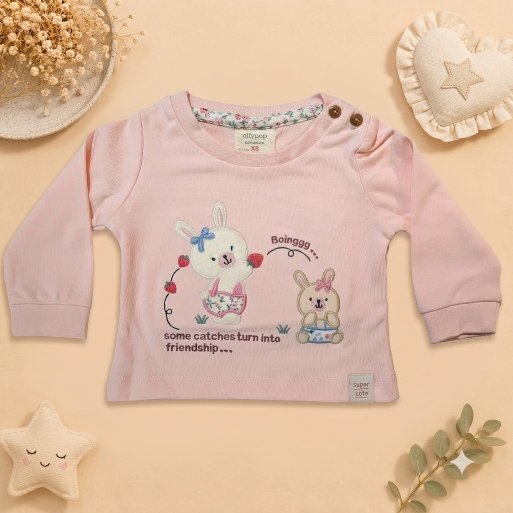 Baby Girls Sage Green Bunny & Floral Diaper Pant Set