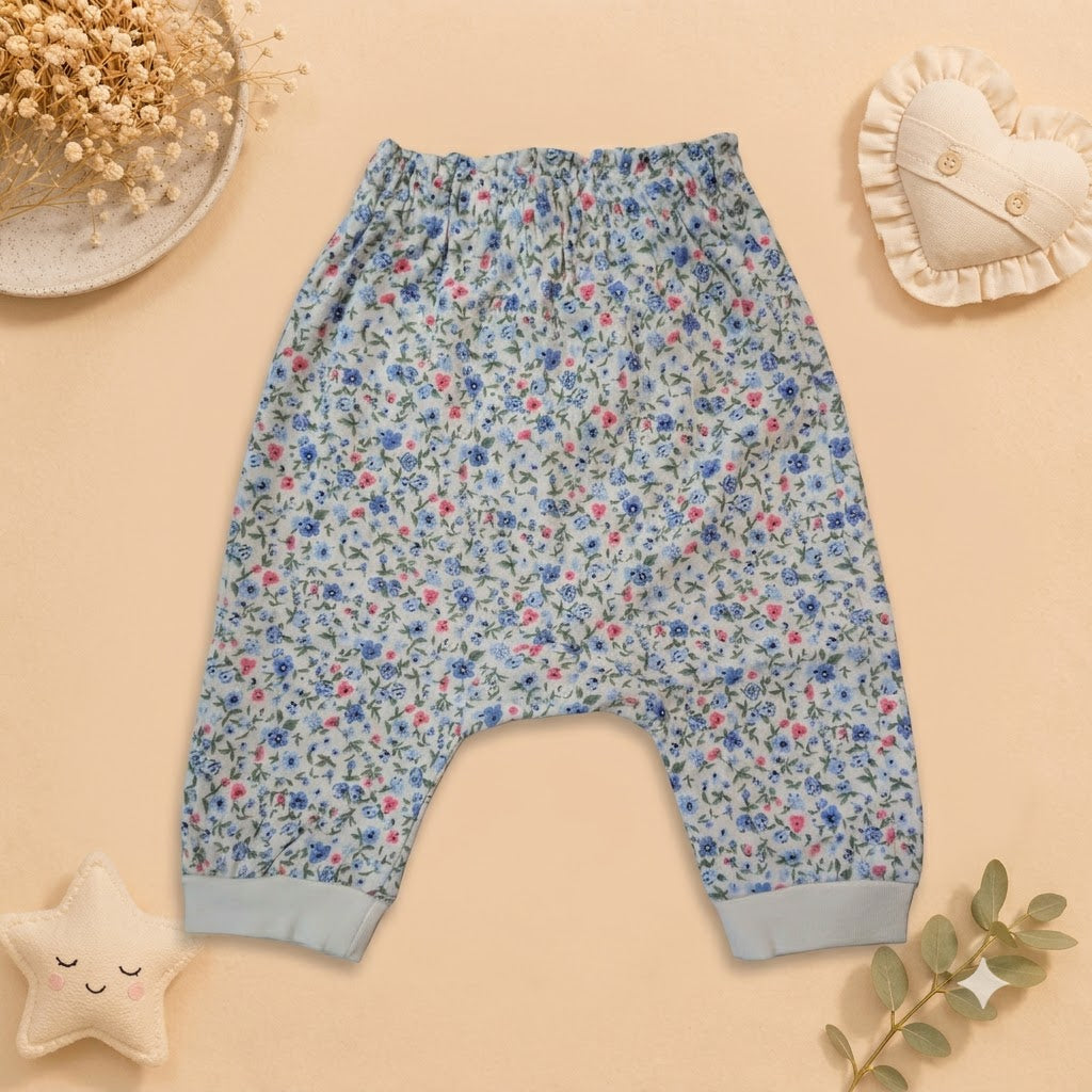 Baby Girls Sage Green Bunny & Floral Diaper Pant Set