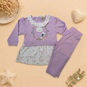 Baby Girls Lavender Floral Bird Frock & Legging Set