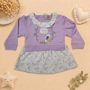 Baby Girls Lavender Floral Bird Frock & Legging Set